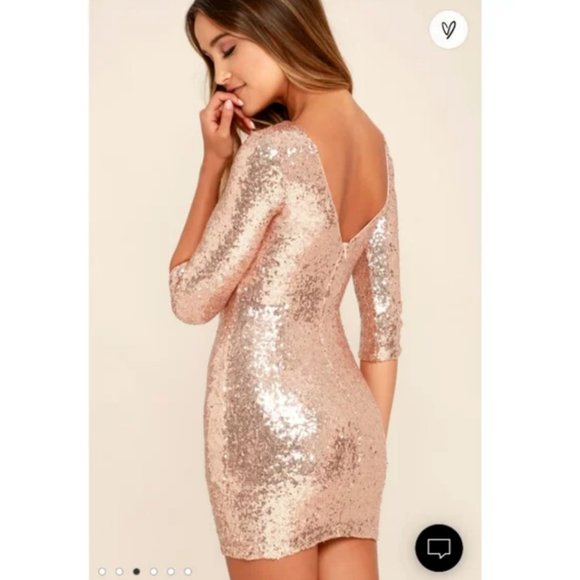 Lulu's World's a Stage Rose Gold Sequin Dress - Picture 2 of 13